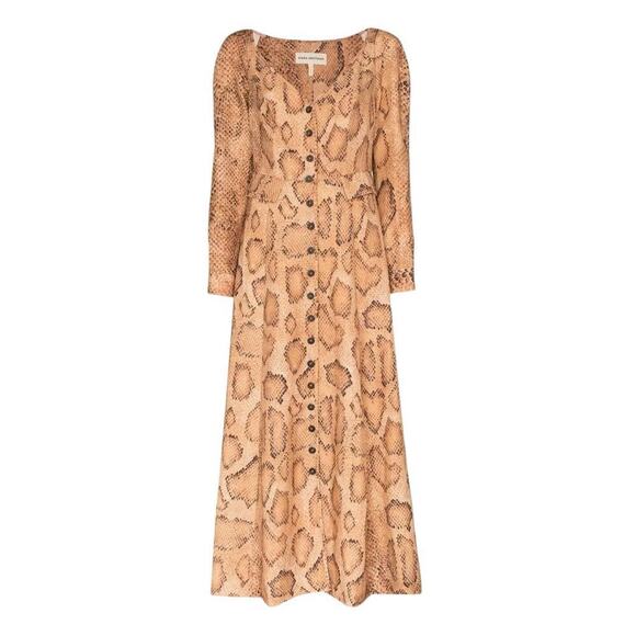 Mara Hoffman Silvana Snake Print Midi Dress In Sand Multi Size 2 Shirtdress - Picture 3 of 16